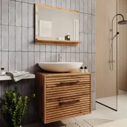 Badplaats Wastafel Onderkast Etna 60 x cm 35 cm x 50 cm - Eiken - Badkamerkast – Discount