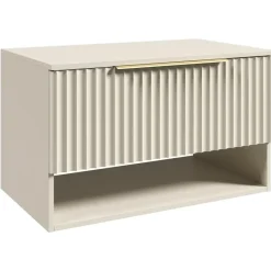 Badplaats Wastafelkast Kelo 80 cm - Beige - Badmeubel met 1 Lade en Open Vak Best