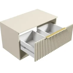 Badplaats Wastafelkast Kelo 80 cm - Beige - Badmeubel met 1 Lade en Open Vak Best