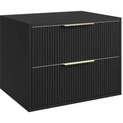 Badplaats Wastafelkast Rimini 60 cm – Mat Zwart – Hangend Badmeubel met 2 Lades Hot