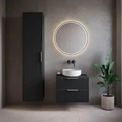 Badplaats Wastafelkast Rimini 60 cm – Mat Zwart – Hangend Badmeubel met 2 Lades Hot