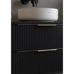 Badplaats Wastafelkast Rimini 60 cm – Mat Zwart – Hangend Badmeubel met 2 Lades Hot