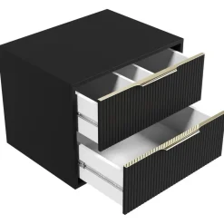 Badplaats Wastafelkast Rimini 60 cm – Mat Zwart – Hangend Badmeubel met 2 Lades Hot