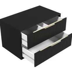 Badplaats Wastafelkast Rimini 80 cm – Mat Zwart – Hangend Badmeubel met 2 Lades Clearance