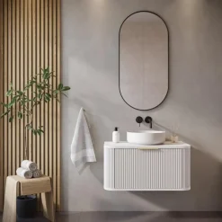 Badplaats Wastafelkast Romero 80 cm - Wit - Badmeubel met 1 Lade en Bovenblad Discount