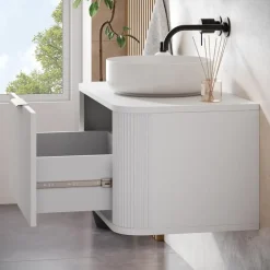 Badplaats Wastafelkast Romero 80 cm - Wit - Badmeubel met 1 Lade en Bovenblad Discount