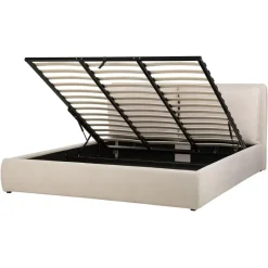 Beliani BAJONNA - Bed met opbergruimte - Lichtbeige - 180 x 200 cm - Polyester Online