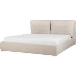 Beliani BAJONNA - Bed met opbergruimte - Lichtbeige - 180 x 200 cm - Polyester Online