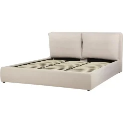 Beliani BAJONNA - Bed met opbergruimte - Lichtbeige - 180 x 200 cm - Polyester Online