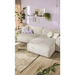 Leen Bakker Bank Brooklyn met chaise longue rechts - Soop - crème New