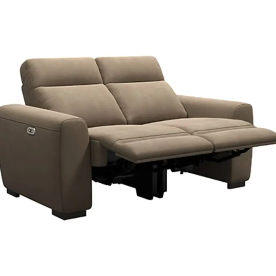 Leen Bakker Bank James elektrisch verstelbaar 2-zits - stof Gaucho - taupe Clearance