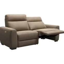 Leen Bakker Bank James elektrisch verstelbaar 3-zits - stof Gaucho - taupe Discount