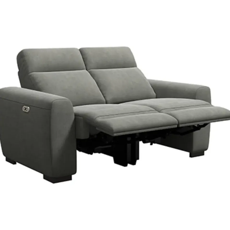 Leen Bakker Bank James elektrisch verstelbaar 2-zits - stof Gaucho - donkergrijs New