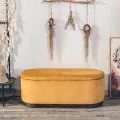 Nordlys Bank met opbergruimte en mosterdgeel fluweel Clearance