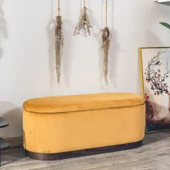 Nordlys Bank met opbergruimte en mosterdgeel fluweel Clearance