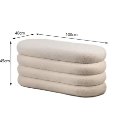 Nordlys Bank met opbergruimte in witte lussen Clearance