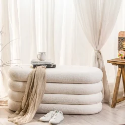 Nordlys Bank met opbergruimte in witte lussen Clearance