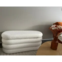 Nordlys Bank met opbergruimte in witte lussen Clearance