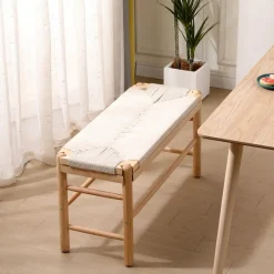 Nordlys Bank met opbergruimte van massief grenen en touw Outlet