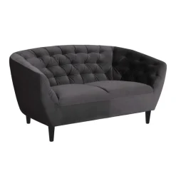 Leen Bakker Bank Thyrza 2-zits - fluweel - donkergrijs Online