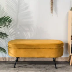 Nordlys Bank van metaal en geel mosterdfluweel Sale