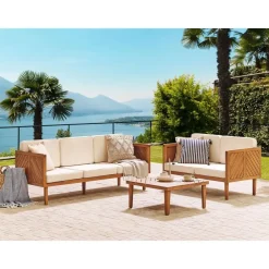 Beliani BARATTI - Driezitsbank - Lichte houtkleur - Acaciahout Sale