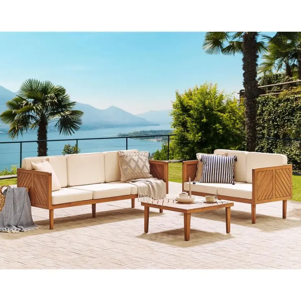 Beliani BARATTI - Driezitsbank - Lichte houtkleur - Acaciahout Sale