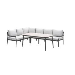 Garden Impressions Barcelona lounge-diningset -5-dlg. - c. black -dark grey - valley sand Best