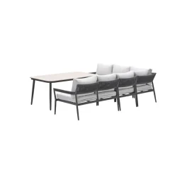 Garden Impressions Barcelona lounge-diningset -5-dlg. - c. black -dark grey - valley sand Best