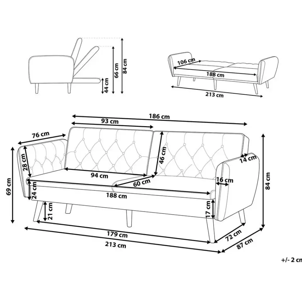 Beliani BARDU - Slaapbank 2-zits - Groen - Fluweel Hot