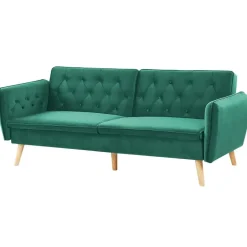 Beliani BARDU - Slaapbank 2-zits - Groen - Fluweel Hot