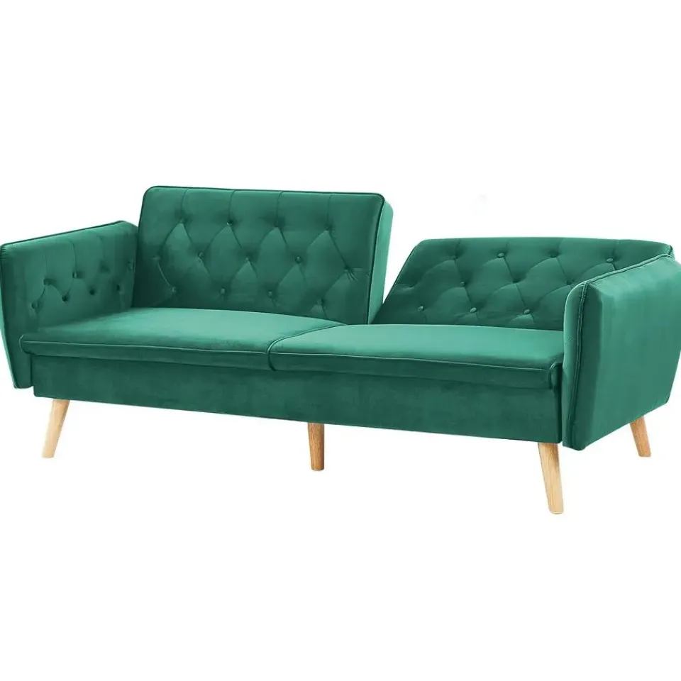 Beliani BARDU - Slaapbank 2-zits - Groen - Fluweel Hot