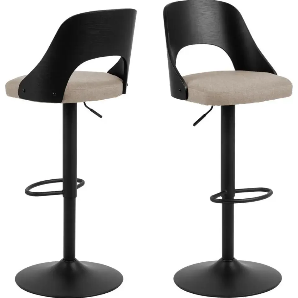 Giga Living Barkruk Zand Stof - Zitbreedte 47cm - 47x51x113cm - Lucas - Set van 2 Hot