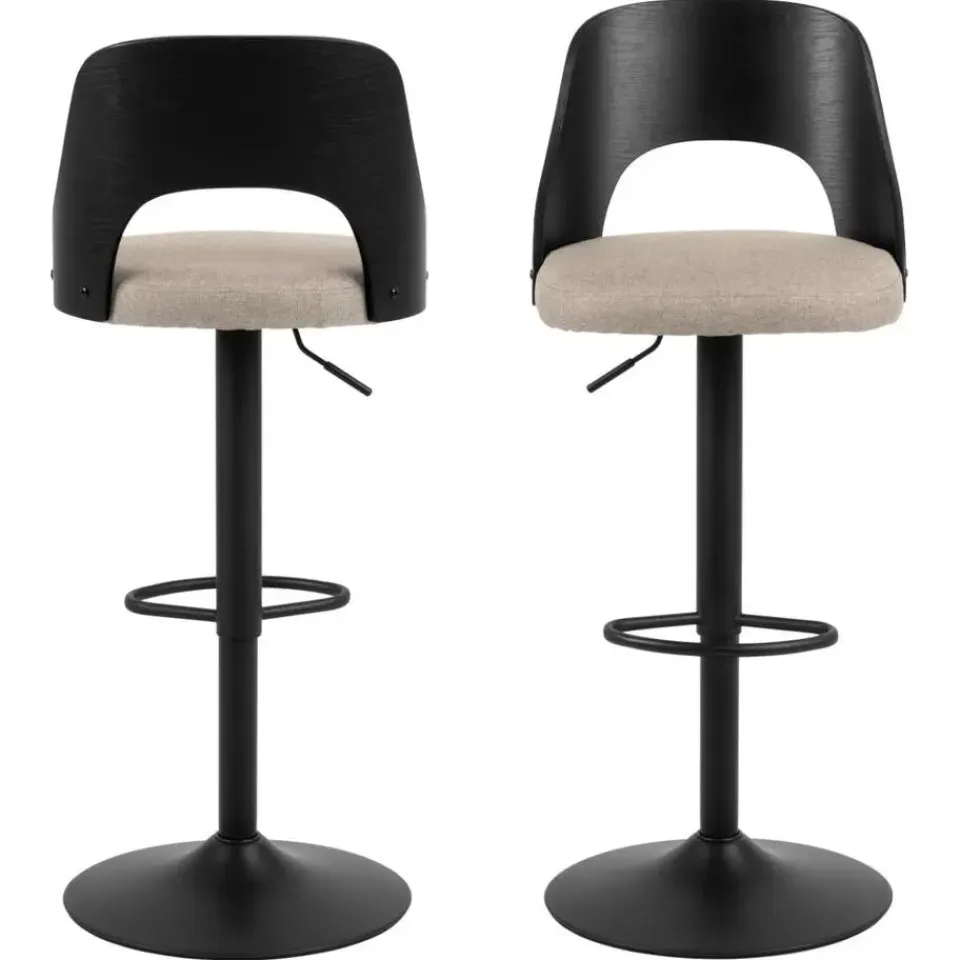 Giga Living Barkruk Zand Stof - Zitbreedte 47cm - 47x51x113cm - Lucas - Set van 2 Hot