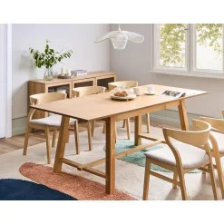 Beliani BARNES - Eettafel - Lichthout - 160/200 x 90 cm - MDF Outlet