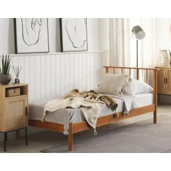 Beliani BARRET - Eenpersoonsbed - Lichte houtkleur - 90 x 200 cm - Dennenhout Best