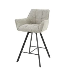 Giga Living Barstoel - Draaibaar - Zand Bouclé - Raster - Set van 2 New