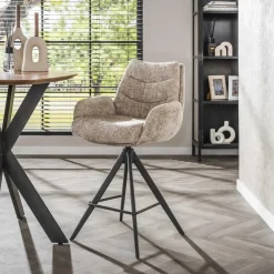 Giga Living Barstoel Draaibaar - Zandkleur - Metaal - 66x67x90cm - Rich - Set van 2 Hot