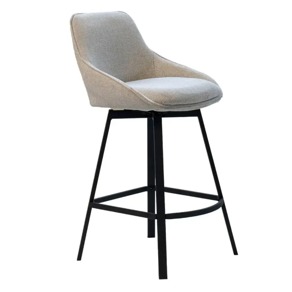 Giga Meubel Barstoel Stof Beige - Zithoogte 65cm - 50x49x89cm - Roos - Set van 2 Sale