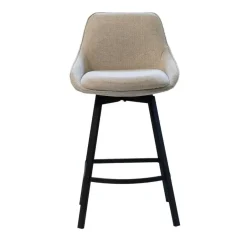Giga Meubel Barstoel Stof Beige - Zithoogte 65cm - 50x49x89cm - Roos - Set van 2 Sale