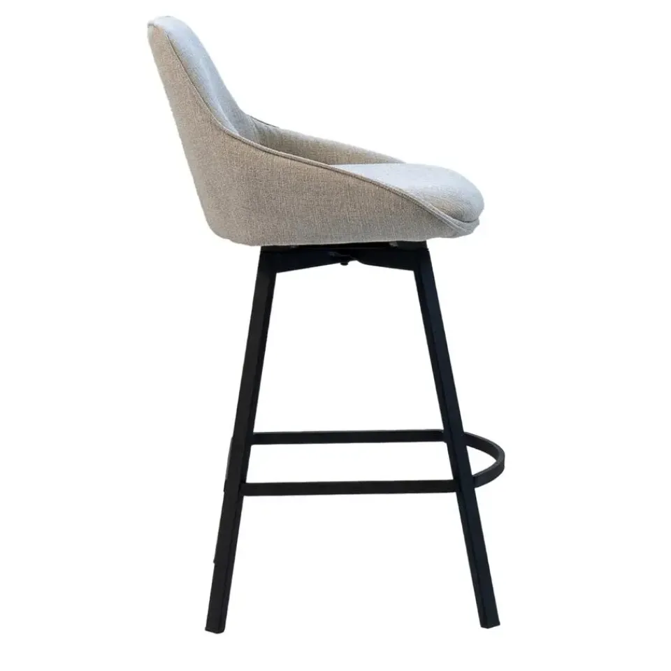 Giga Meubel Barstoel Stof Beige - Zithoogte 65cm - 50x49x89cm - Roos - Set van 2 Sale