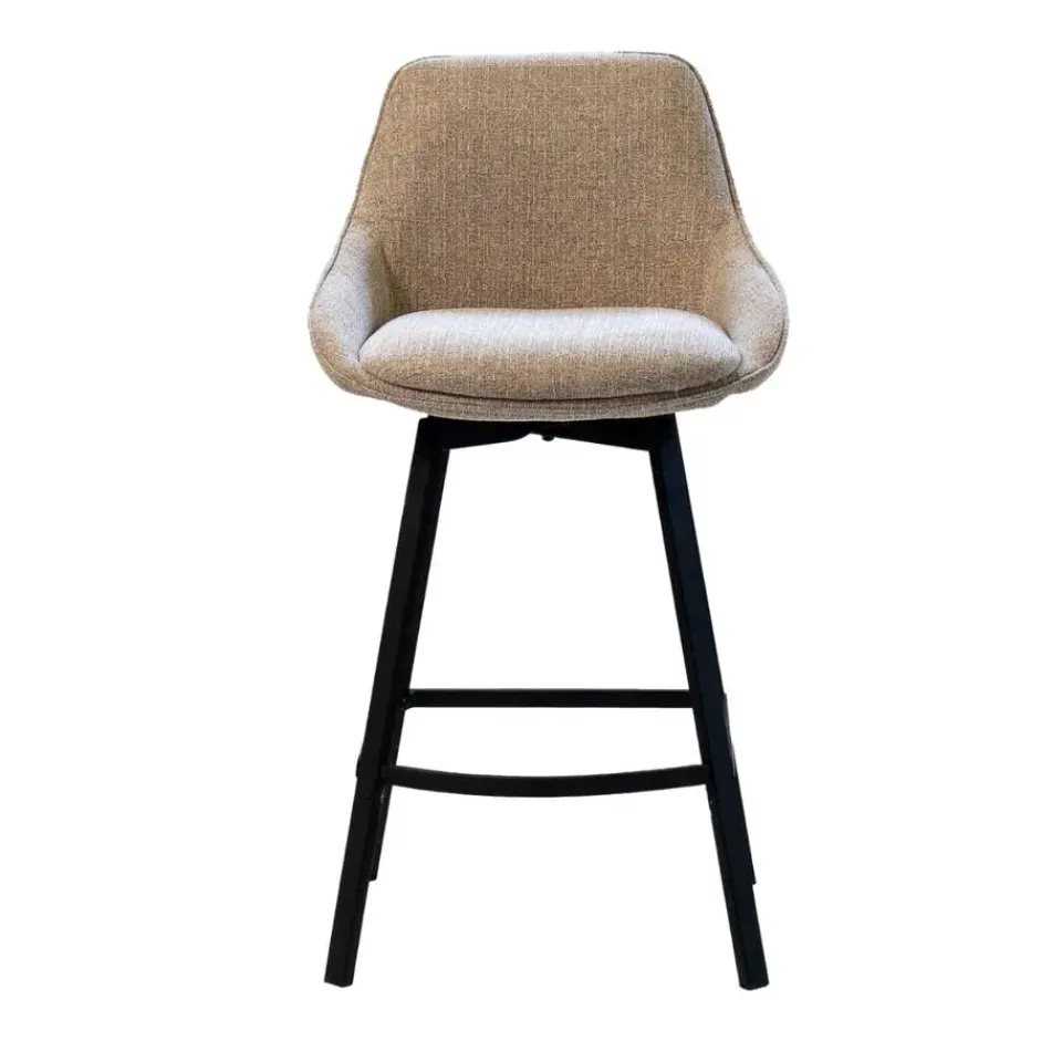 Giga Meubel Barstoel Stof Taupe - Zithoogte 65cm - 50x49x89cm - Roos - Set van 2 Discount