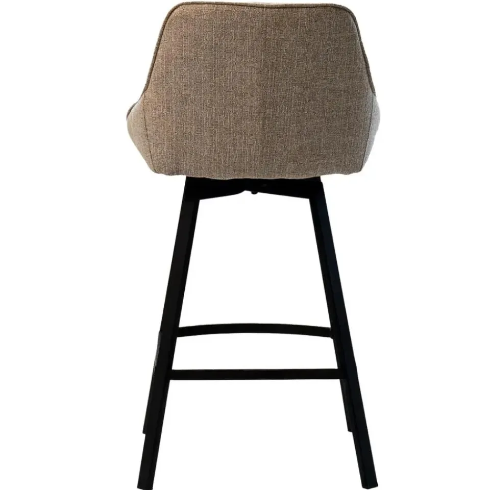 Giga Meubel Barstoel Stof Taupe - Zithoogte 65cm - 50x49x89cm - Roos - Set van 2 Discount