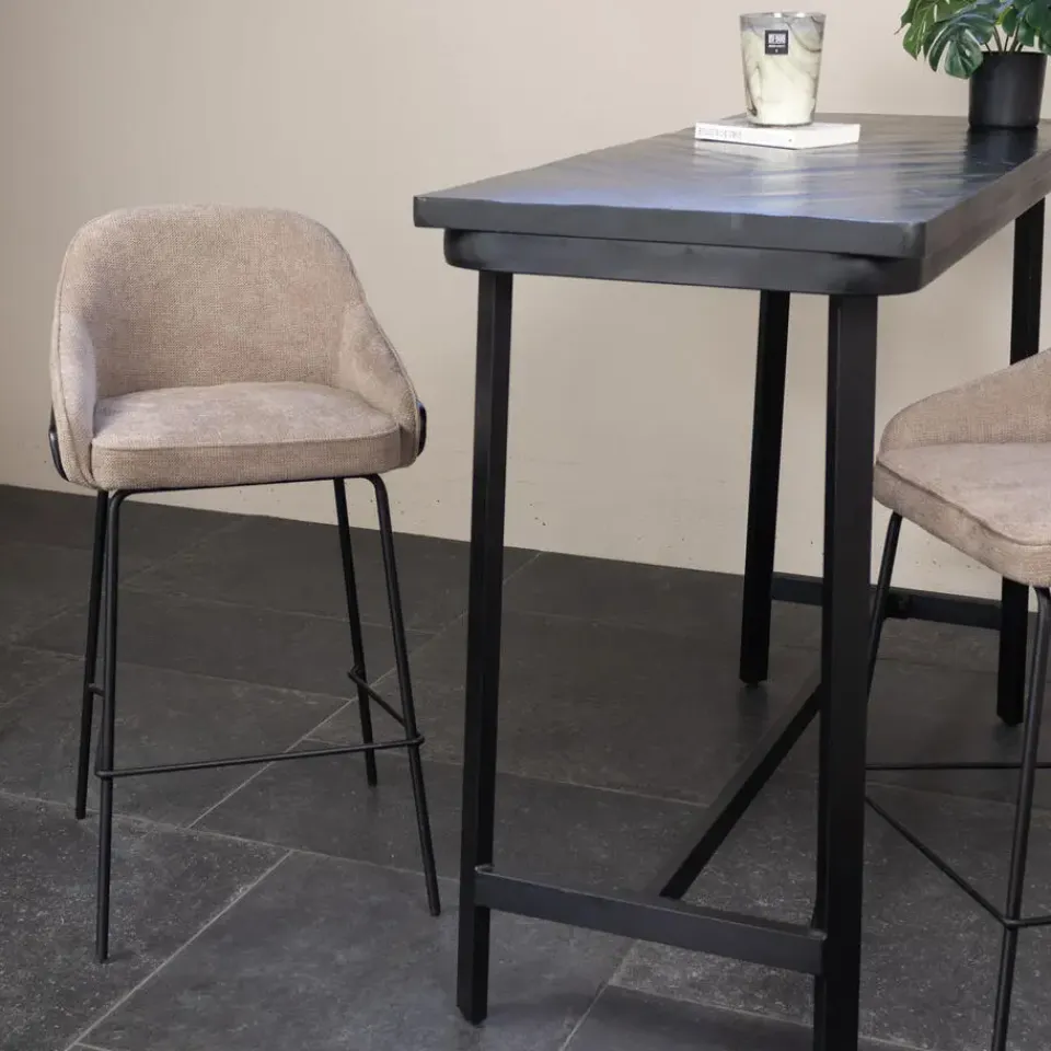 Giga Meubel Barstoel Taupe - Zithoogte 65cm - Scandinavisch - Stoel Maxime - Set van 2 Online