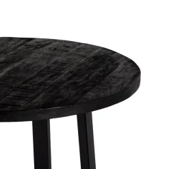 Giga Meubel Bartafel Rond - Zwart Mangohout - 110x110x90cm - Lowie Online