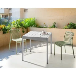 Beliani BARTICA - Tuintafel - Grijs - 81 x 84 cm - Synthetisch materiaal Online