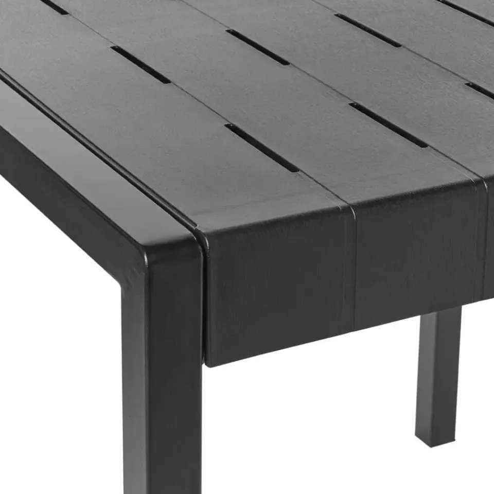 Beliani BARTICA - Tuintafel - zwart - 154 x 84 cm - Synthetisch materiaal Outlet