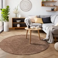 Muratap Basic Rond Shaggy vloerkleed Caramel Hoogpolig - 160 CM ROND New