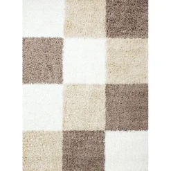 Muratap Basic Shaggy Geblokt vloerkleed Bruin / Beige Hoogpolig - 200x290 CM Best