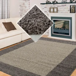 Muratap Basic Shaggy Kader vloerkleed Taupe Hoogpolig - 300x400 CM Discount